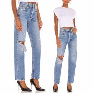 Agolde Women's 90's Pinch Waist High Rise Straight Jeans In Lineup Size 24 NWT